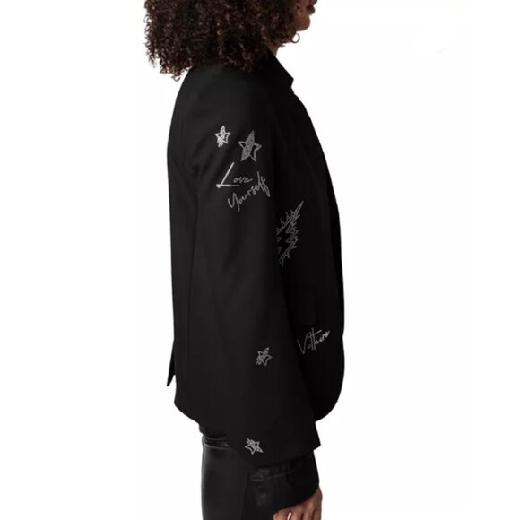 Zadig & Voltaire Very Strass Heart Blazer Size 38 FR, S/M US NEW - Picture 6 of 10